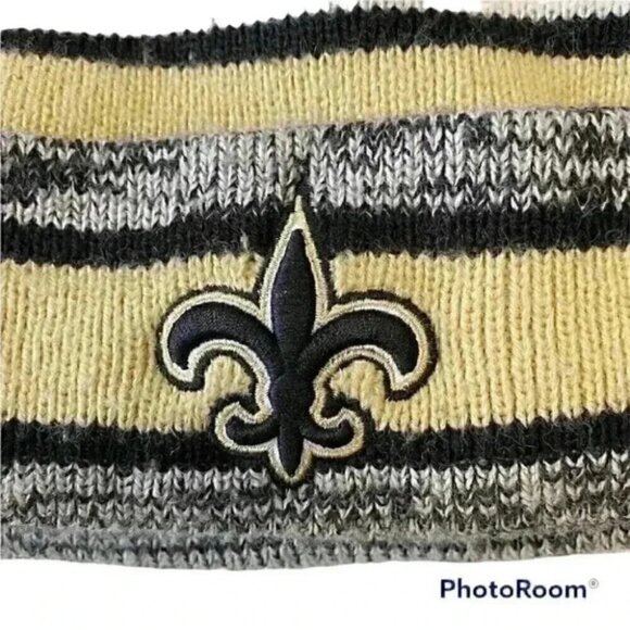 New Era NFL New Orleans Saints Hat Toque Beanie Pom Pom Yellow Black White - Picture 9 of 11